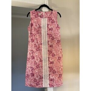 Talbots Size 6 Petite Dress Sleeveless Tank Pink Beachy Coastal Lace Cotton